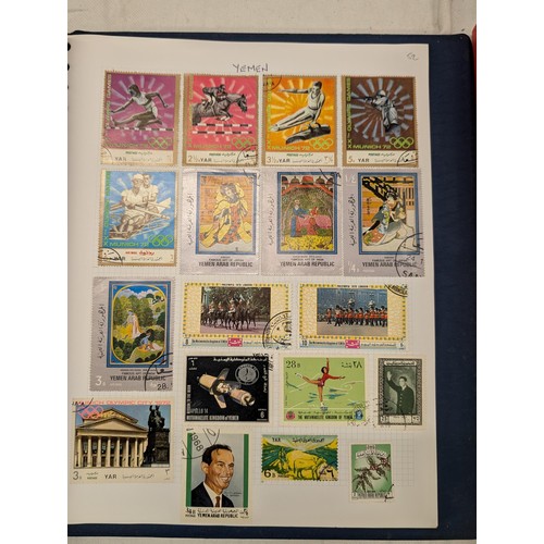 35 - Folder of modern stamps, Stanley Gibbons stamp catalogue and 2 x sheets of WWII christmas greeting a... 