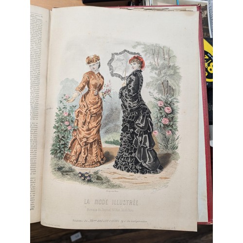 161 - 1881 La Mode Illustree hard back fashion book in French text in good condition with colour and black... 