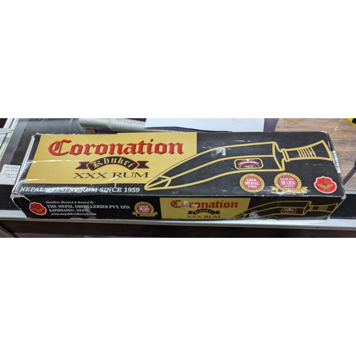 218 - Boxed and unopened Nepalese 375 ml Coronation Khukri XXX Rum