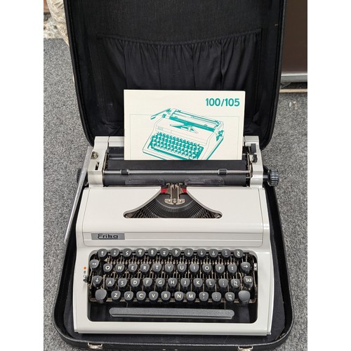 173 - As new vintage Erika 100/105 portable typewriter with manual in case