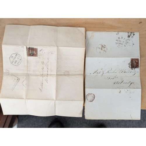 163 - 4 x posted 19th century one penny red letters /texted papers