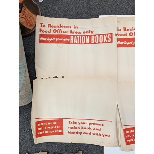 410 - Super rare bundle of 8 x mostly good condition, Blank Ration Book information posters size  20