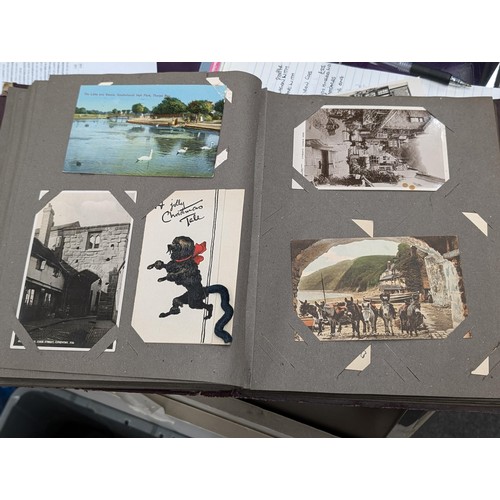 105 - Turn of the century postcard album 3/4 full of old postcards and greeting cards, Plus roughly 100 vi... 