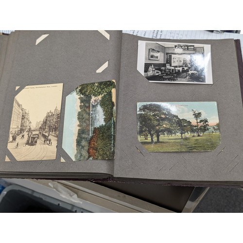 105 - Turn of the century postcard album 3/4 full of old postcards and greeting cards, Plus roughly 100 vi... 