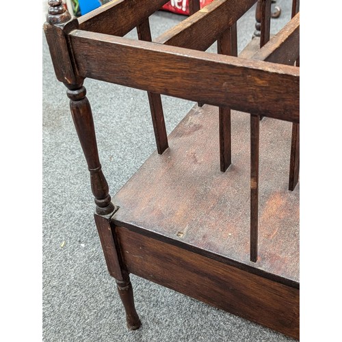 233 - Modern Canterbury style bookcase with storage drawer (2 side sticks missing)