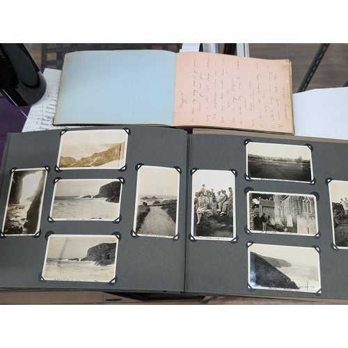 364 - Turn of the century album of ink written script and good wishes to include painting of old sailing s... 