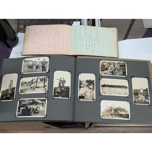 364 - Turn of the century album of ink written script and good wishes to include painting of old sailing s... 