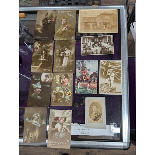 363 - Small collection of WWII and related era postcards,pictures including 8 x French text 