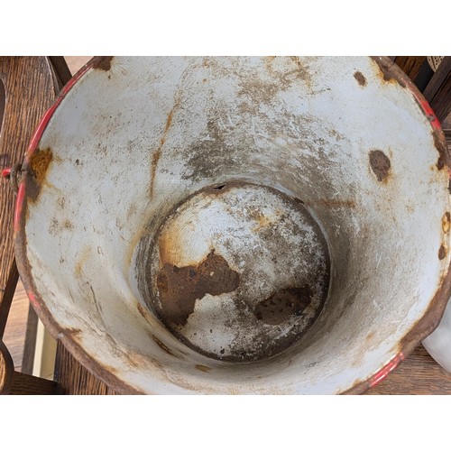 370 - Vintage enamel bucket (couple of small rust holes) and large jug