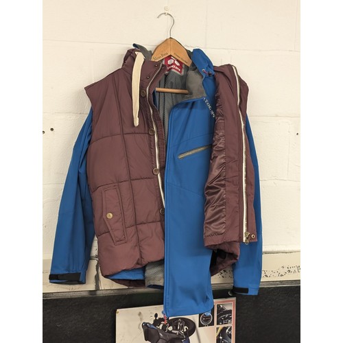 375 - Burgundy hooded gilet size L and lightweight Tog 24 hooded jacket size XL