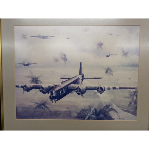 146 - 2 x framed WWII aviation picture prints by Andrew Beck and Keith Woodcock