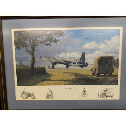 146 - 2 x framed WWII aviation picture prints by Andrew Beck and Keith Woodcock