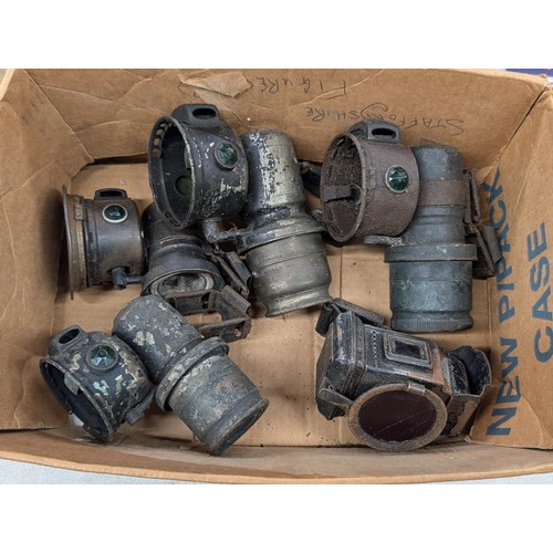 534 - Collection of 5 x assorted distressed vintage motorcycle lights including Miller etc