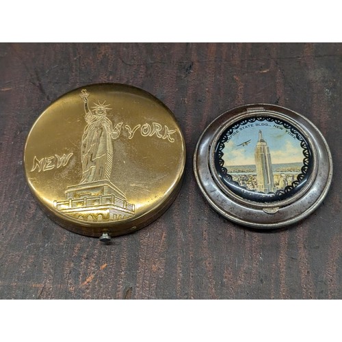 119 - 2 x American souvenir ware compacts 1940 - 1 Dorset 5th Avenue - empire State.