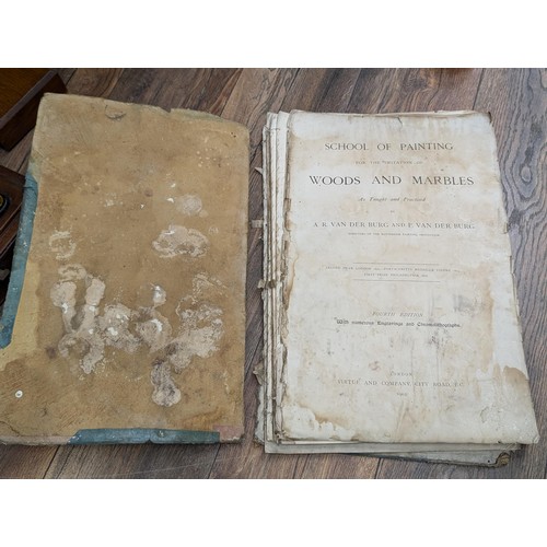 409 - 1903 School of painting woods and marbles - AR & P Van Der Berg large book in distressed condition