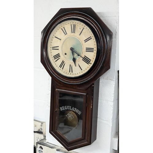 391 - Vintage working Regulator A 81 cm tall pendulum wall clock