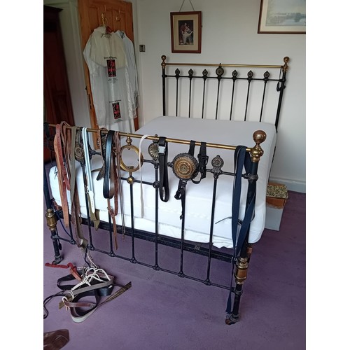 395 - 19th century cast and brass double bed base (52