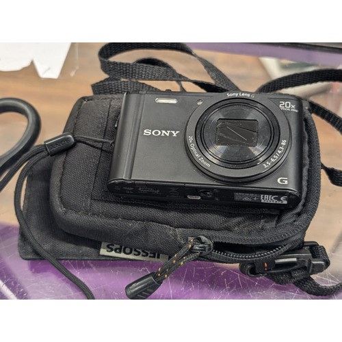 292 - Sony compact digital camera in canvas case, model number DSC-WX350