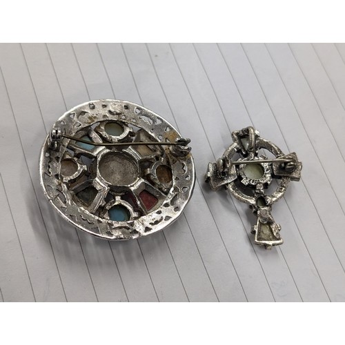 551 - Scottish shield multi-stoned brooch and 