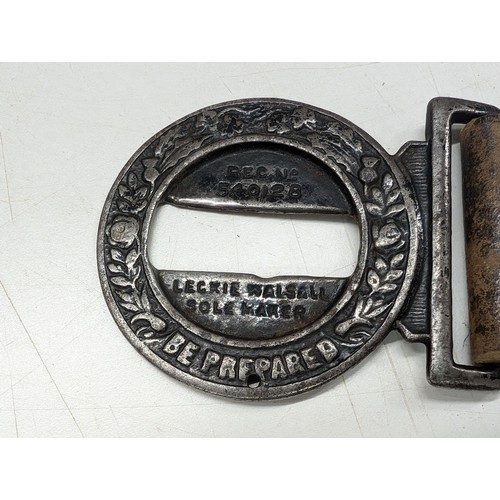 206 - Rare senior boy scouts leather belt with buckle - (1909)