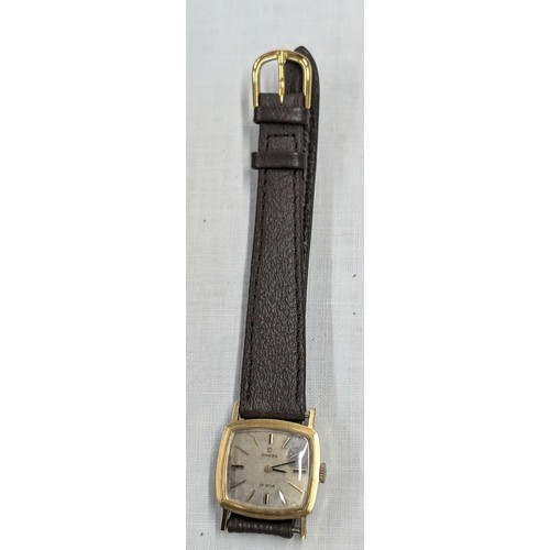 550 - Ladies Omega Deville watch with leather strap (working)