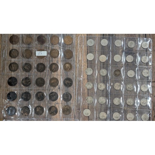 470 - 5 x sleeves of mixed UK queen and king pennies, shillings etc