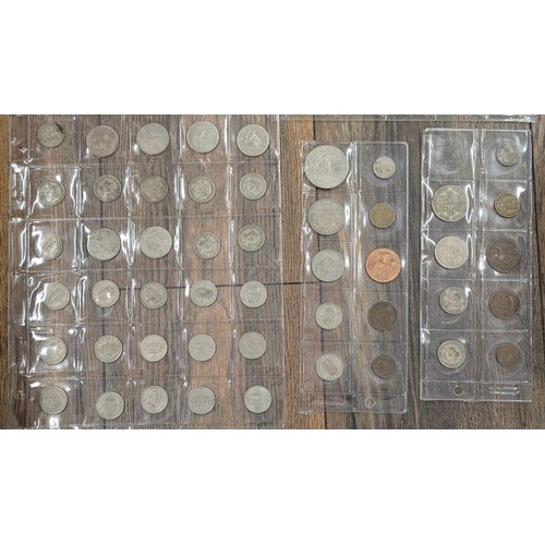 470 - 5 x sleeves of mixed UK queen and king pennies, shillings etc