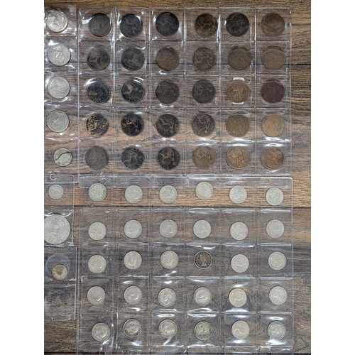 470 - 5 x sleeves of mixed UK queen and king pennies, shillings etc