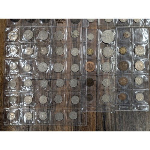 470 - 5 x sleeves of mixed UK queen and king pennies, shillings etc