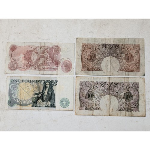 477 - 4 x old UK bank notes being £1 and 3 x 10 shillings