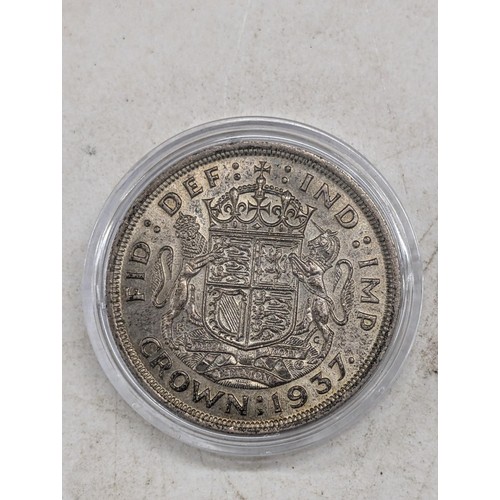 474 - 1937 UK silver George VI crown in perspex case