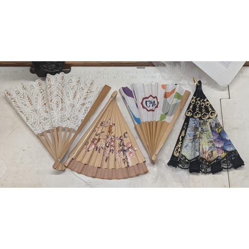 98 - 4 x Assorted hand fans including vintage C&A