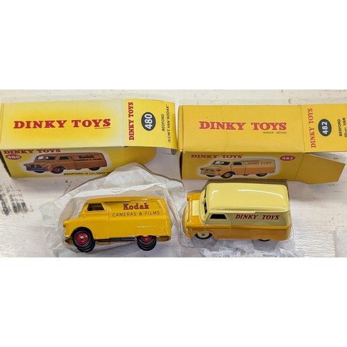 202 - 2 x Boxed and mint Dinky (Atlas) Bedford vans 430 Kodak and 482 Dinky toys