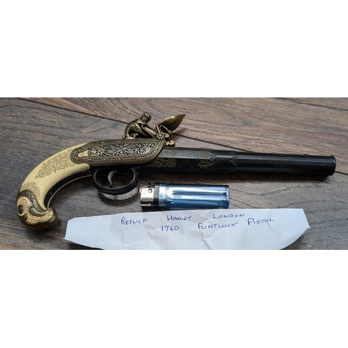 149 - Replica Hadley London 1760 Flintlock pistol - working triggers