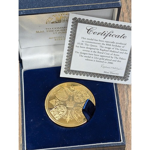 455 - Tower mint 22ct gold plated coin in case with certificate