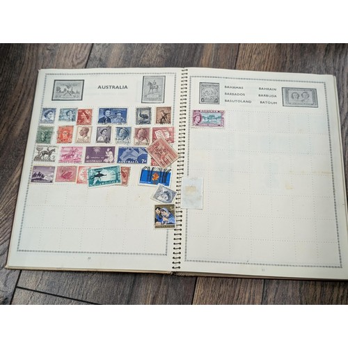 195 - Bounty stamp album approximately 1/4 full of stamps, small selection photographed