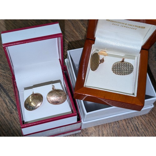 251 - 2 x pairs of 9CT gents cufflinks in boxes - 10.7gm