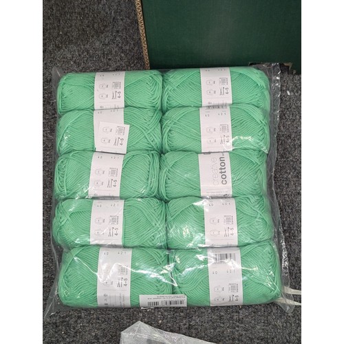 60 - 10 x new Rico Designs Creative cotton Aran, green 50 gm balls of wool