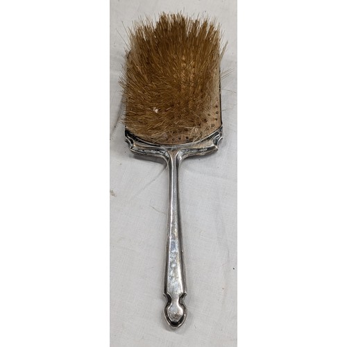 385 - Rare 1925 Birmingham hallmarked silver and yellow guilloche brush