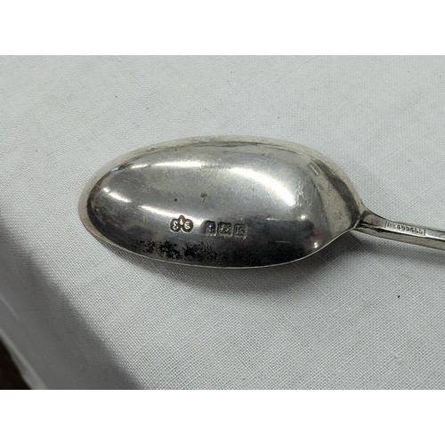 394 - Antique Birmingham hallmarked silver spoon inscribed with Elland Rifle club 1910