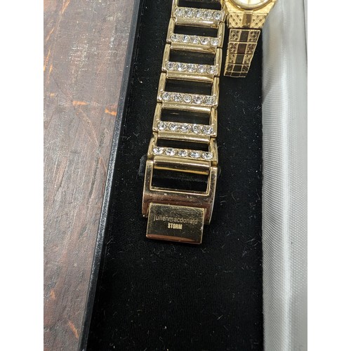 25 - 2 x ladies gold tone watches being Storm (Julien Macdonald) heavily jewelled and Citizen quartz with... 