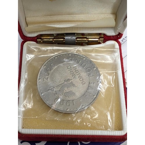 422 - Royal mint 1984 UK proof coin collection  with coa in case and boxed Millennium £5 coin and 2005 RBS... 