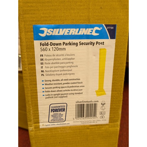 320 - 2 x boxed and unused Silverline fold down parking security posts