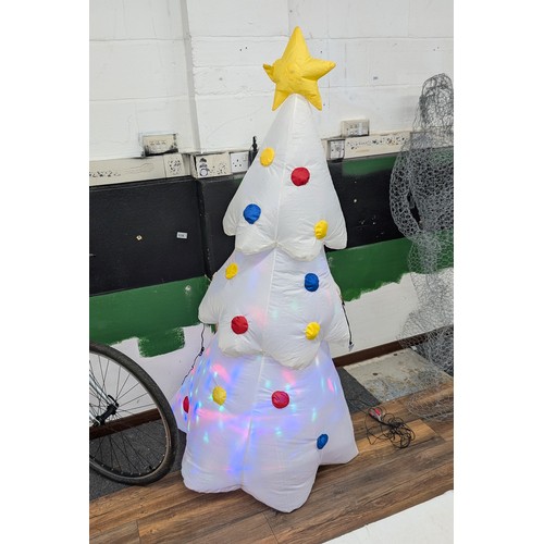 1 - Approximately 6 ft tall multi-coloured light up, indoor or outdoor inflatable white Christmas tree