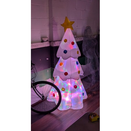 1 - Approximately 6 ft tall multi-coloured light up, indoor or outdoor inflatable white Christmas tree