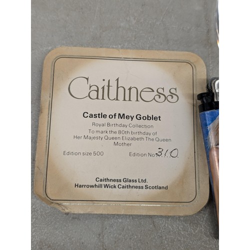 183 - Very rare limited edition Caithness Castle of Mey Goblet (Queen Mother 80th birthday) with certifica... 