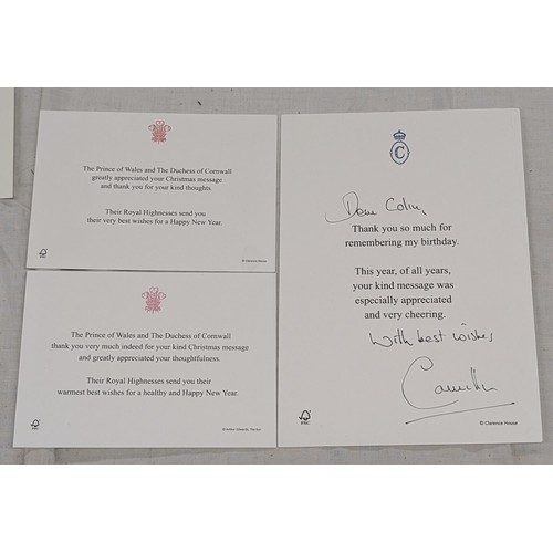 139 - Charles and Camilla bundle of photo cards thanking personal event wishes to include one personalised... 