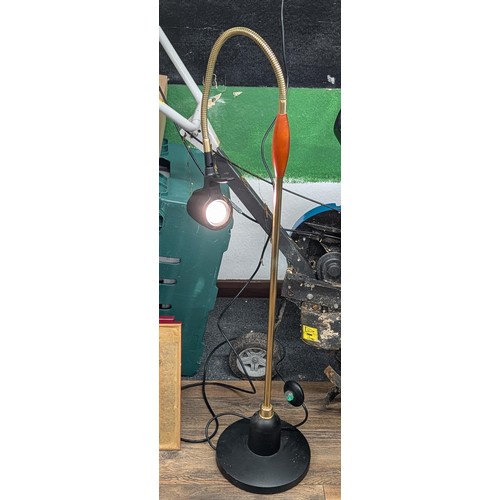 237 - Desirable 'Serious' brass floor stand reading lamp with flexi top