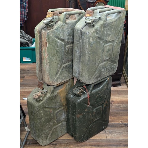 145 - 4 x Assorted metal military jerry cans