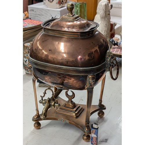 173 - Early to mid 19th century copper samovar with Egyptian mounts